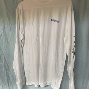 Columbia White Graphic Long Sleeve Men's Tee